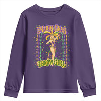 Funny Mardi Gras Throw Girl Youth Sweatshirt New Orleans Carnival Beads