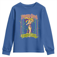 Funny Mardi Gras Throw Girl Youth Sweatshirt New Orleans Carnival Beads