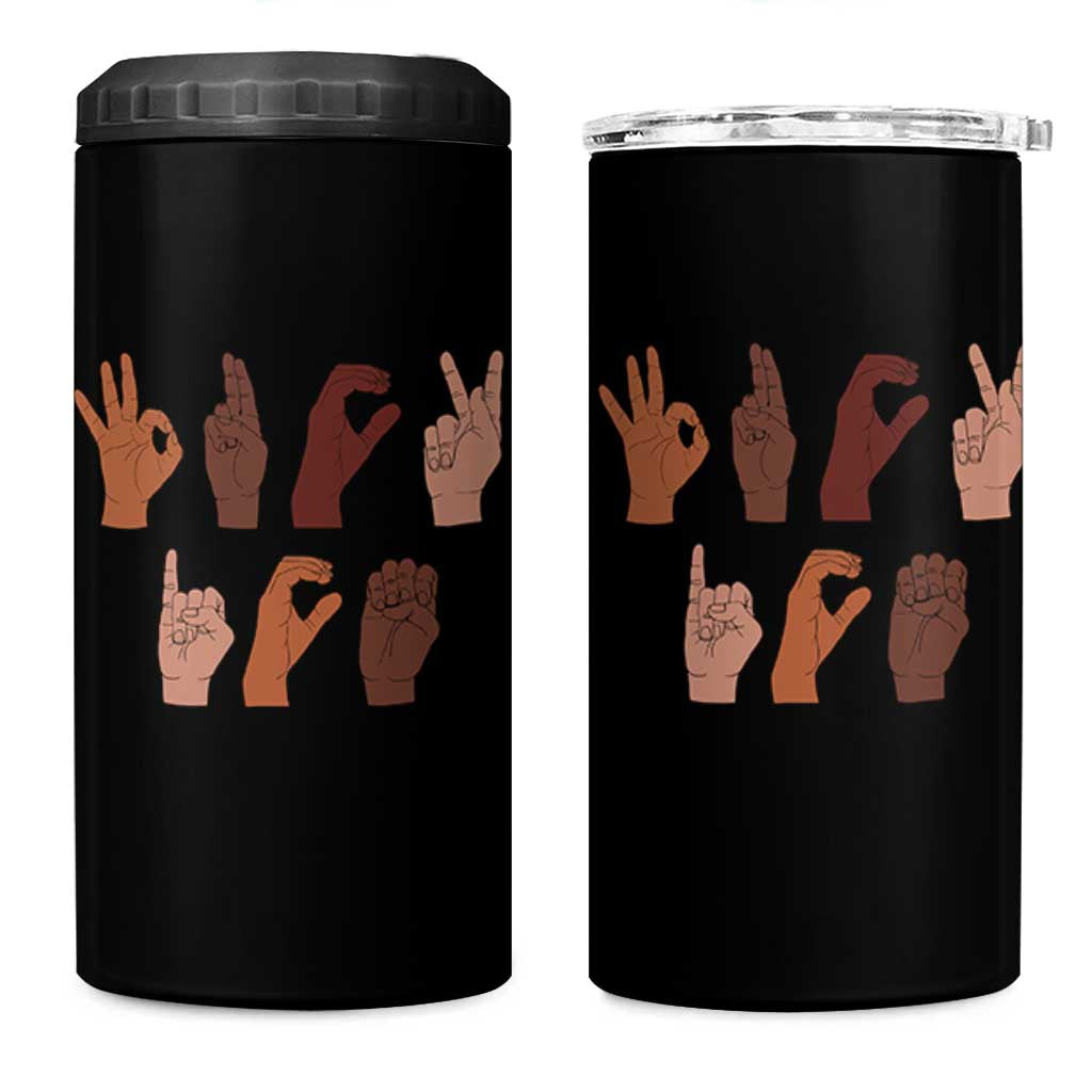 Funny Fuck Hand Sign Language Anti Deportation 4 in 1 Can Cooler Tumbler Chinga La Migra