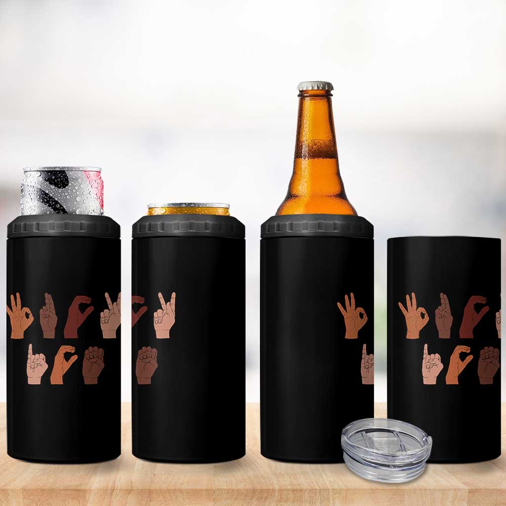 Funny Fuck Hand Sign Language Anti Deportation 4 in 1 Can Cooler Tumbler Chinga La Migra