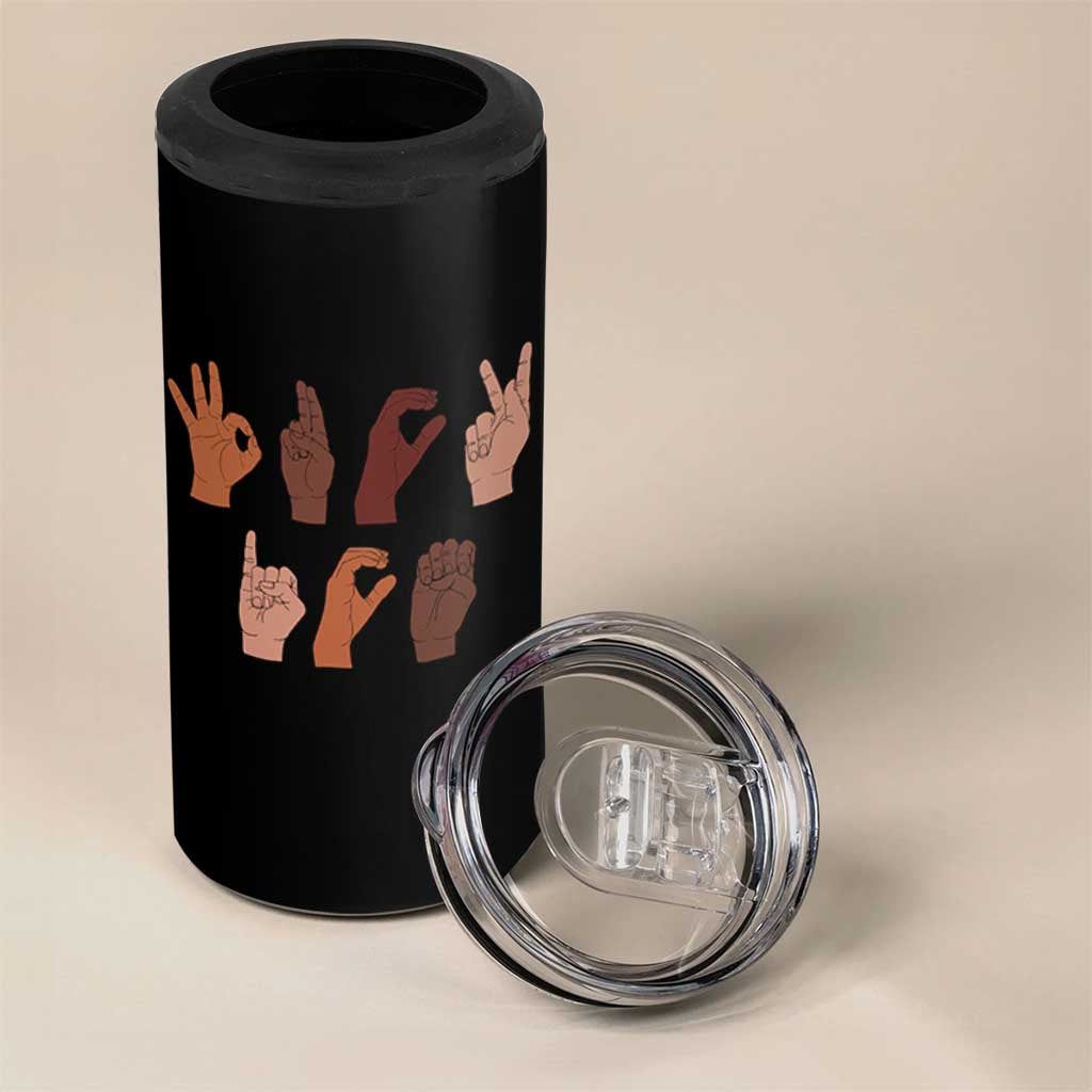 Funny Fuck Hand Sign Language Anti Deportation 4 in 1 Can Cooler Tumbler Chinga La Migra