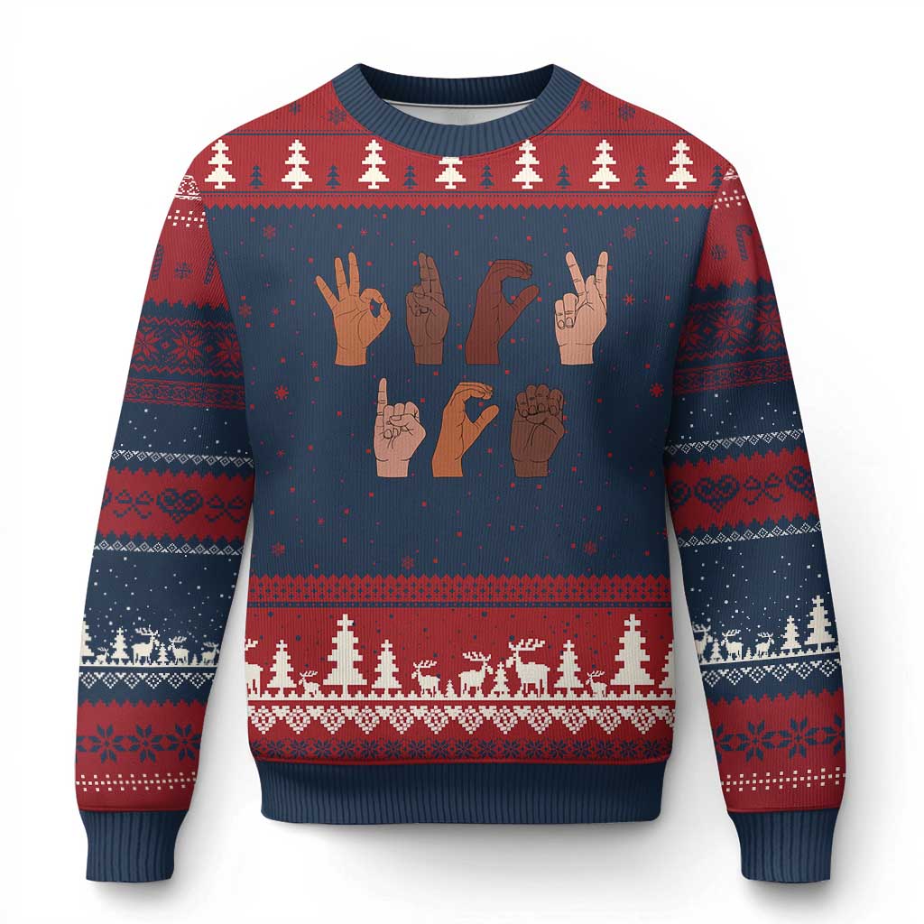 Funny Fuck Hand Sign Language Anti Deportation Ugly Christmas Sweater Chinga La Migra