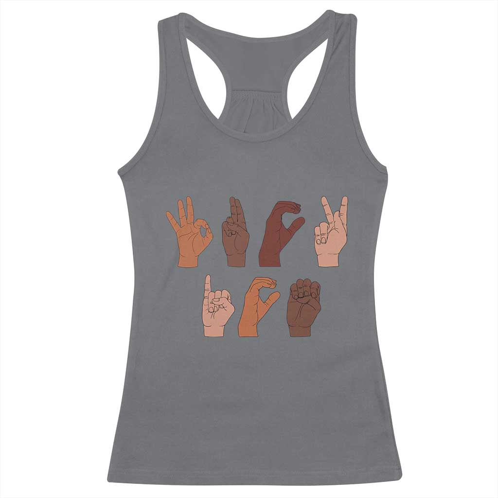 Funny Fuck Hand Sign Language Anti Deportation Racerback Tank Top Chinga La Migra