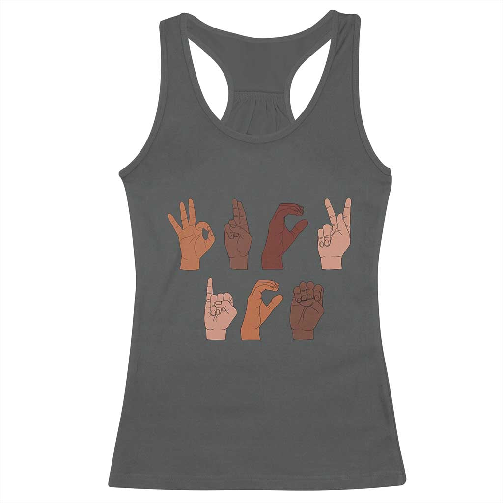 Funny Fuck Hand Sign Language Anti Deportation Racerback Tank Top Chinga La Migra