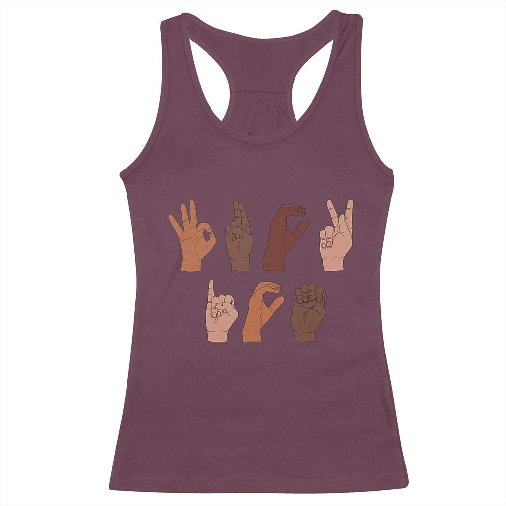 Funny Fuck Hand Sign Language Anti Deportation Racerback Tank Top Chinga La Migra