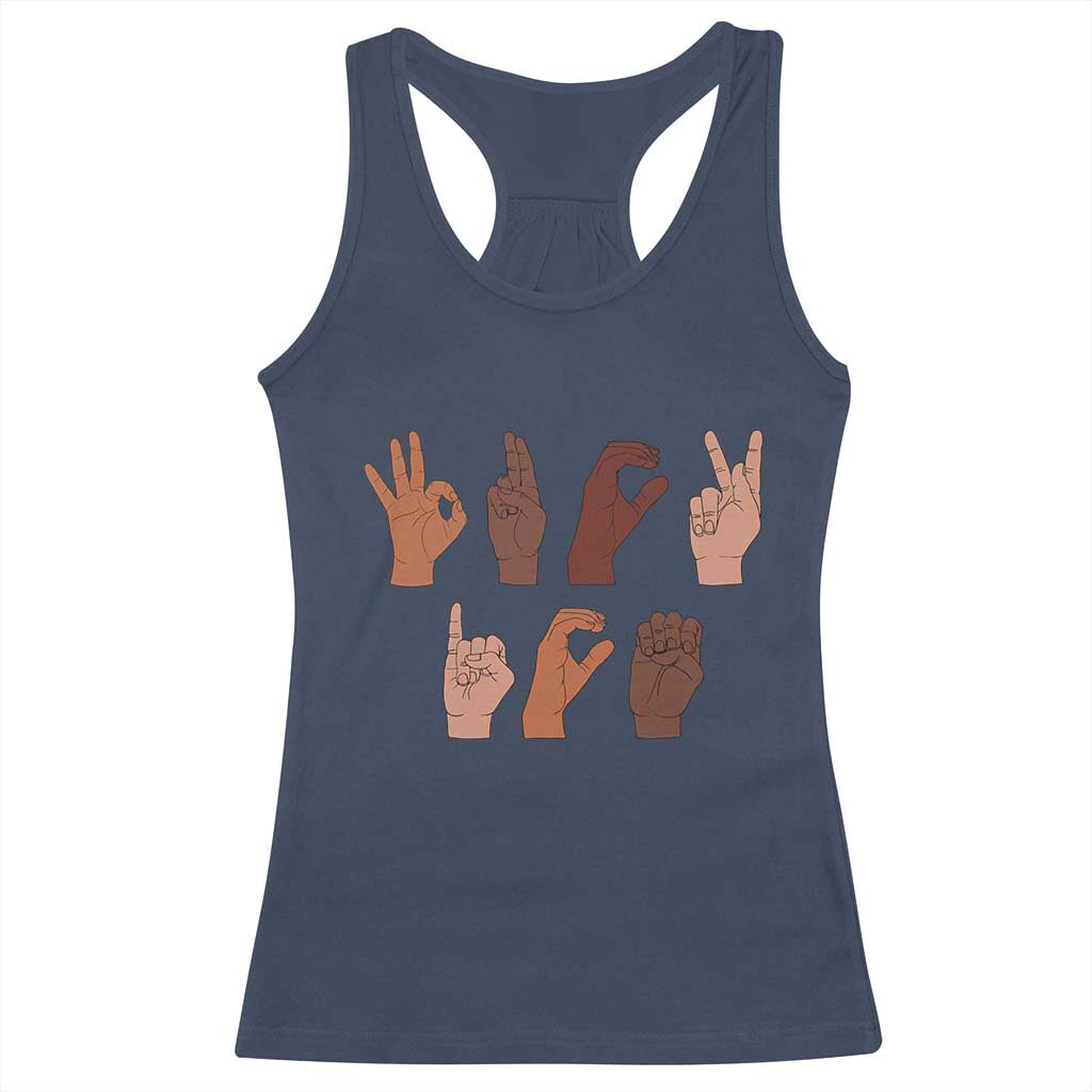 Funny Fuck Hand Sign Language Anti Deportation Racerback Tank Top Chinga La Migra