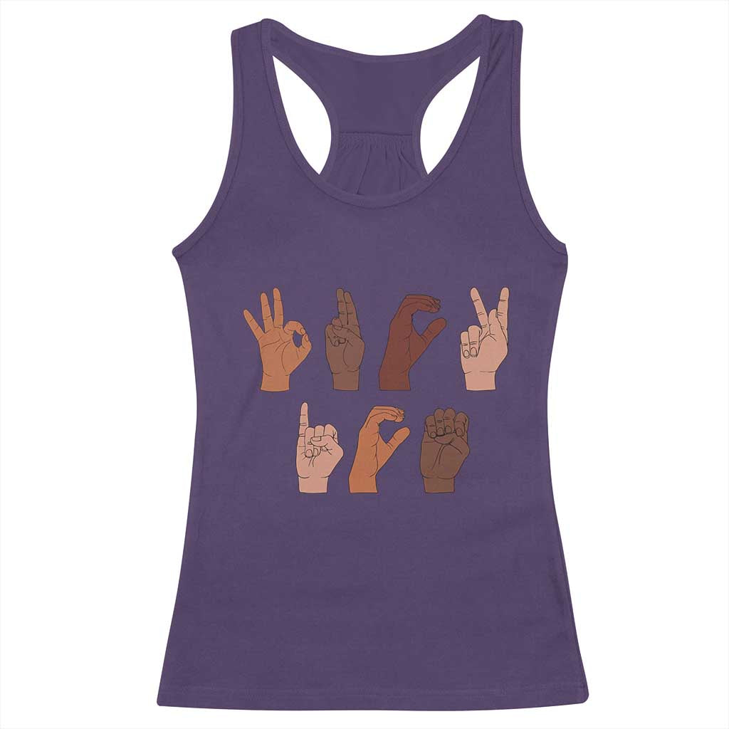 Funny Fuck Hand Sign Language Anti Deportation Racerback Tank Top Chinga La Migra