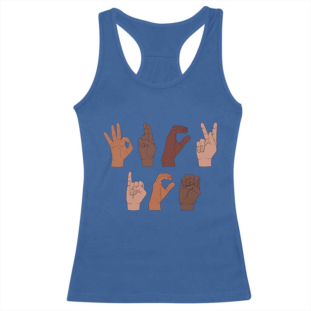 Funny Fuck Hand Sign Language Anti Deportation Racerback Tank Top Chinga La Migra