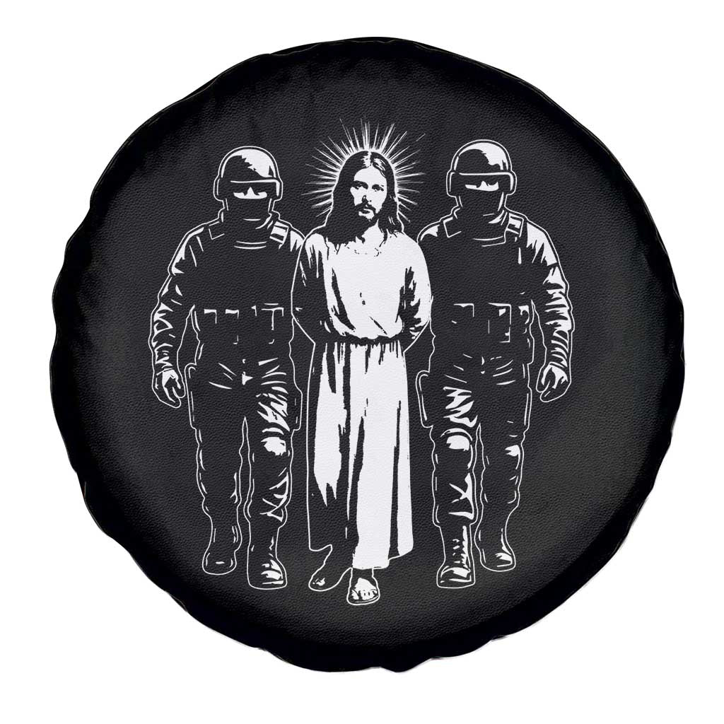 Jesus Arrested Parody Spare Tire Cover Funny Immigrant Rights Political Protest