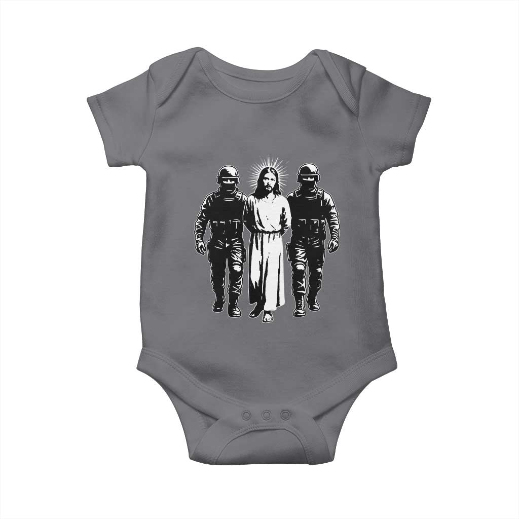 Jesus Arrested Parody Baby Onesie Funny Immigrant Rights Political Protest