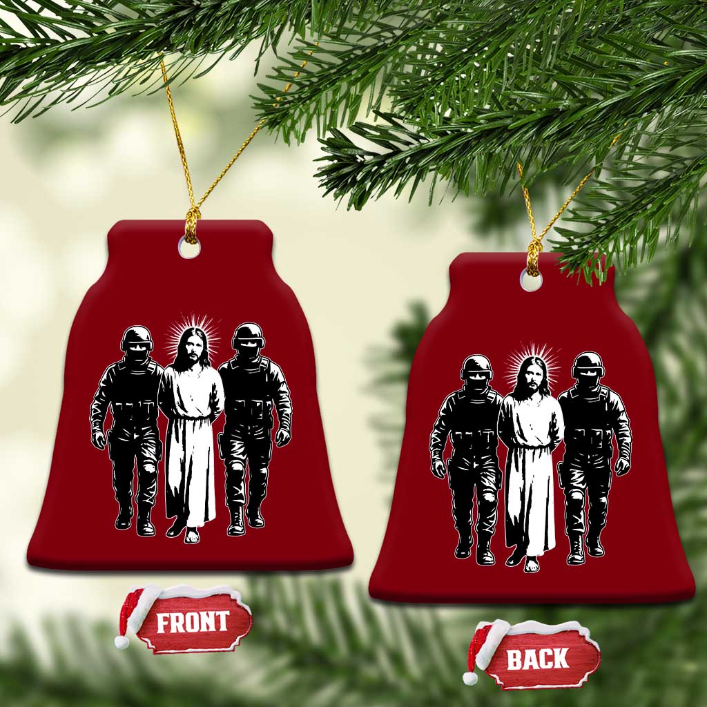 Jesus Arrested Parody Ceramic Ornament Funny Immigrant Rights Political Protest