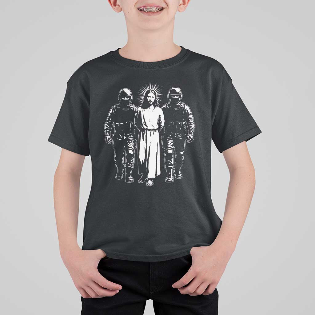 Jesus Arrested Parody T Shirt For Kid Funny Immigrant Rights Political Protest