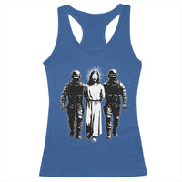 Jesus Arrested Parody Racerback Tank Top Funny Immigrant Rights Political Protest