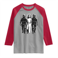 Jesus Arrested Parody Raglan Shirt Funny Immigrant Rights Political Protest