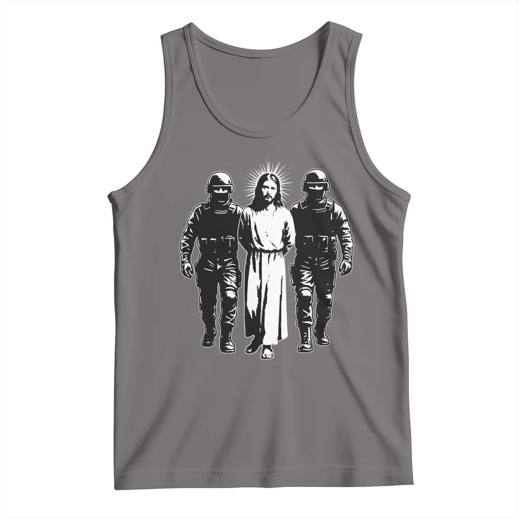 Jesus Arrested Parody Tank Top Funny Immigrant Rights Political Protest