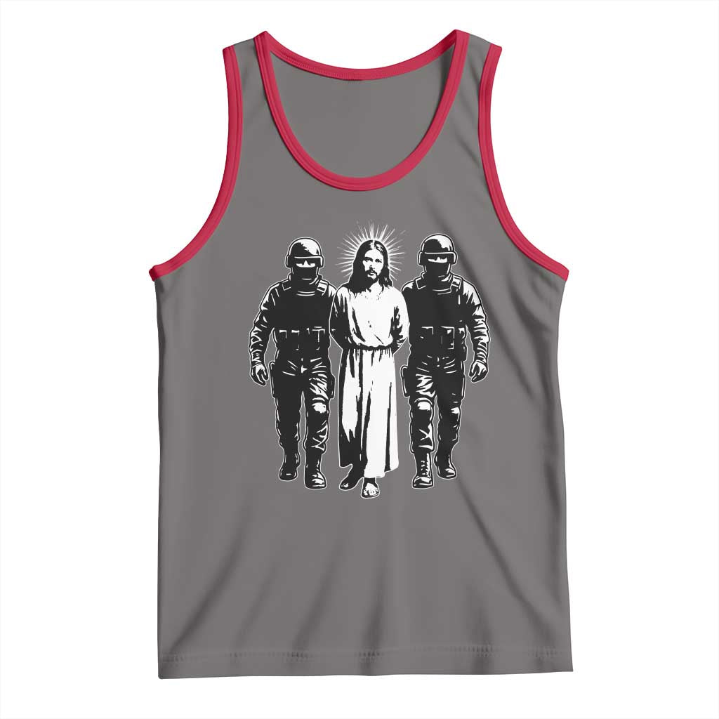 Jesus Arrested Parody Tank Top Funny Immigrant Rights Political Protest