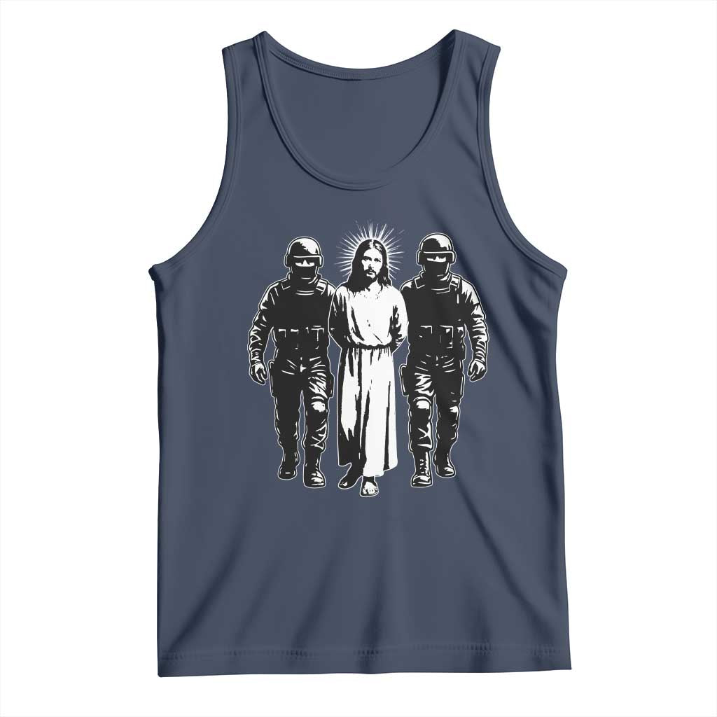 Jesus Arrested Parody Tank Top Funny Immigrant Rights Political Protest