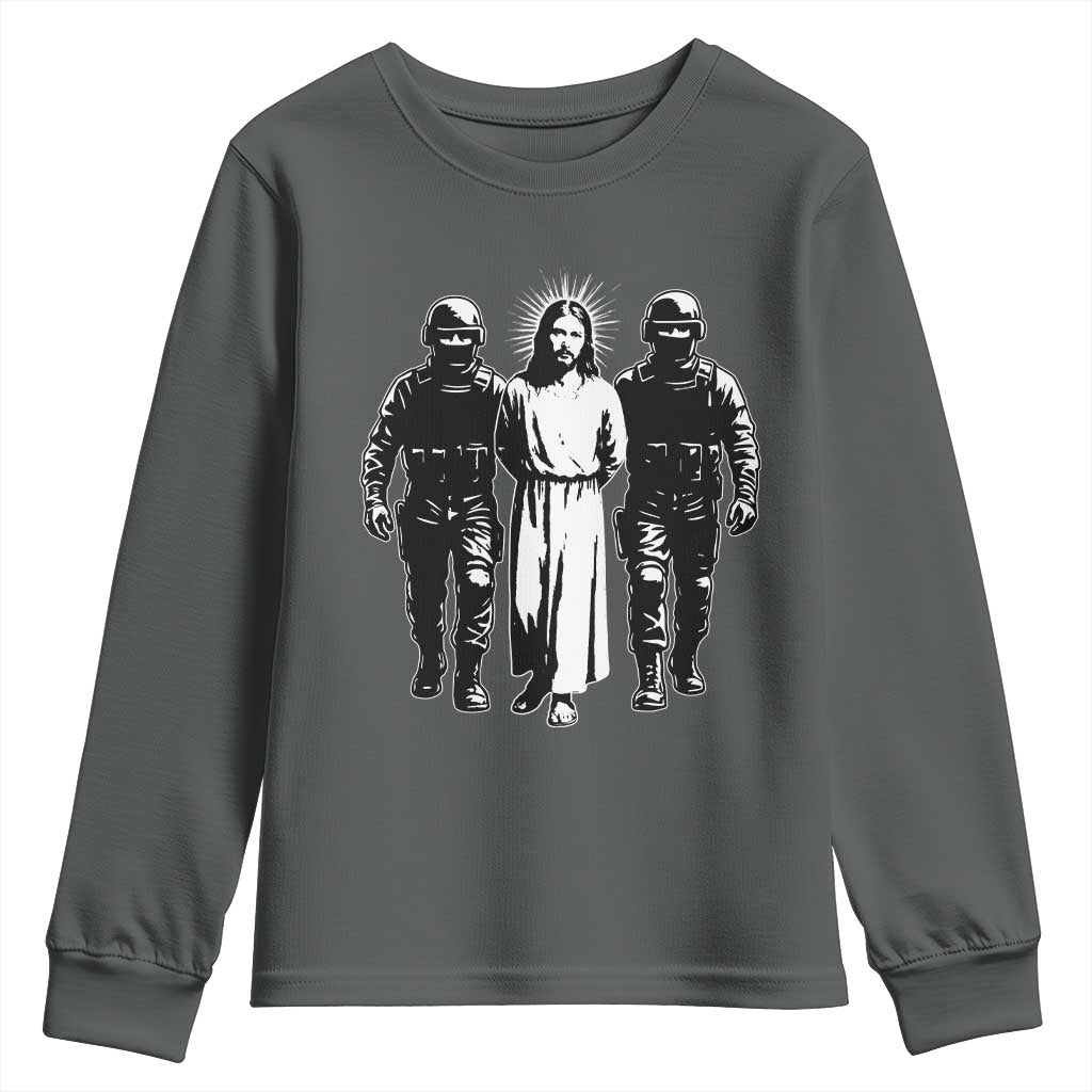 Jesus Arrested Parody Youth Sweatshirt Funny Immigrant Rights Political Protest