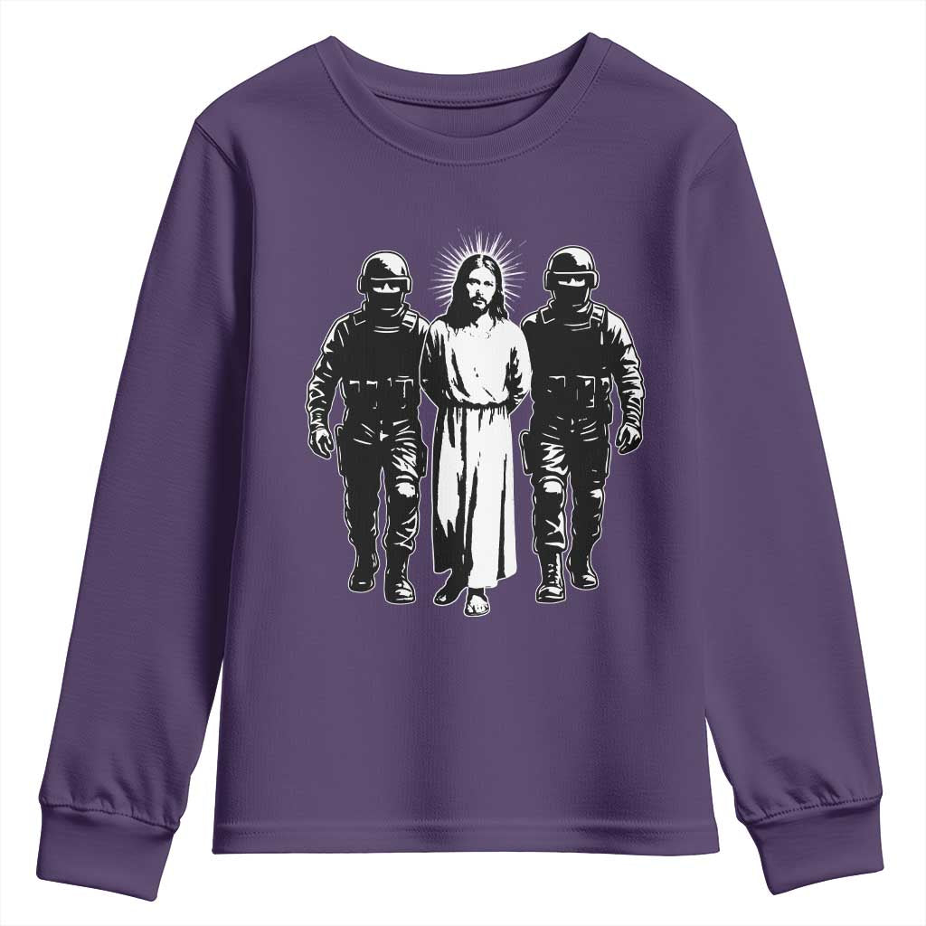 Jesus Arrested Parody Youth Sweatshirt Funny Immigrant Rights Political Protest