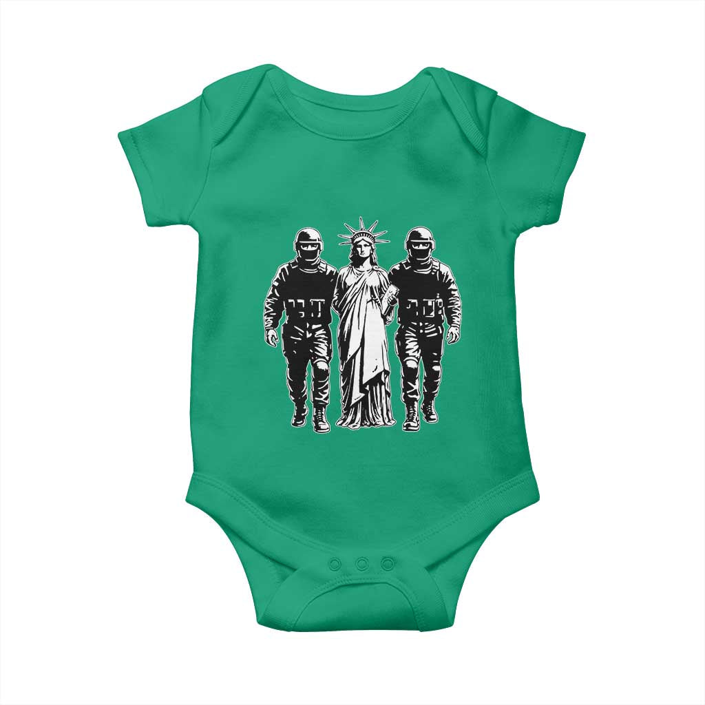 Statue Of Liberty Arrested Baby Onesie Funny Immigrant Rights Political Protest