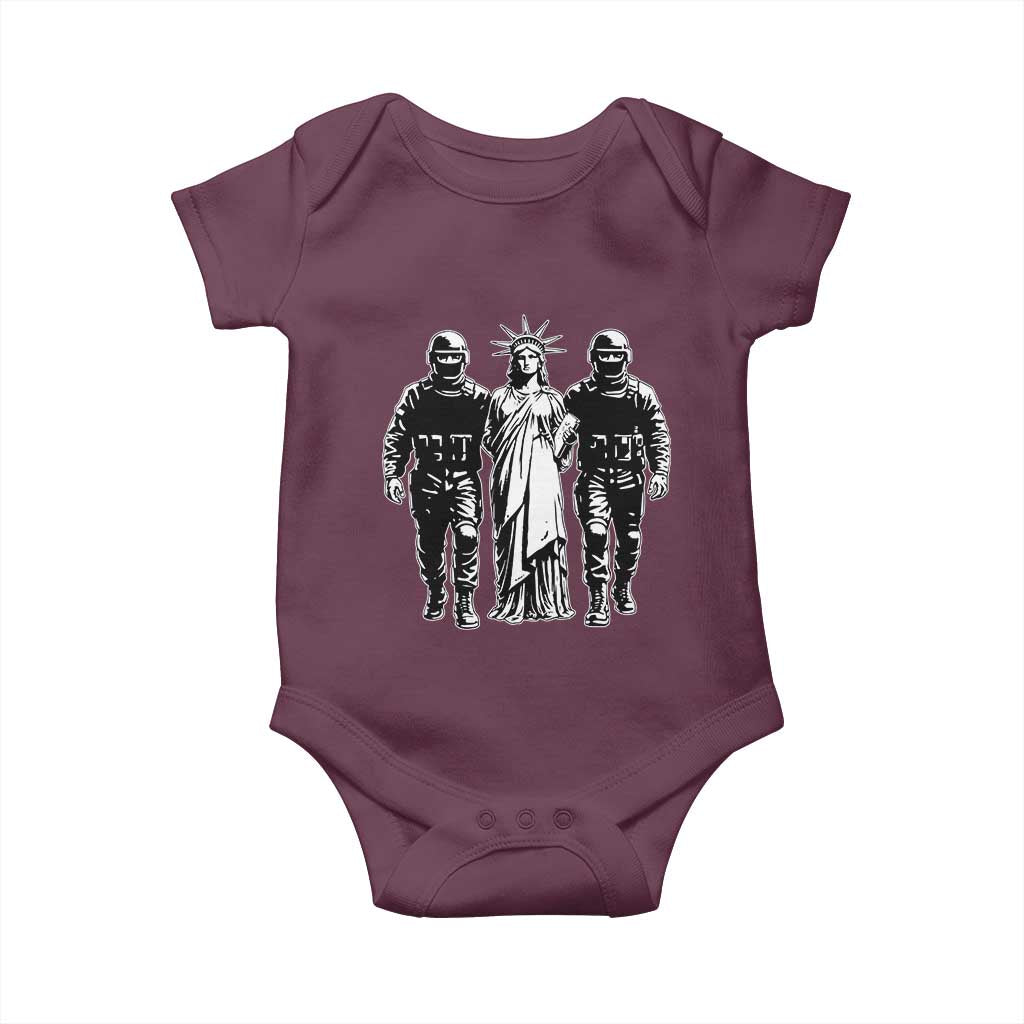 Statue Of Liberty Arrested Baby Onesie Funny Immigrant Rights Political Protest