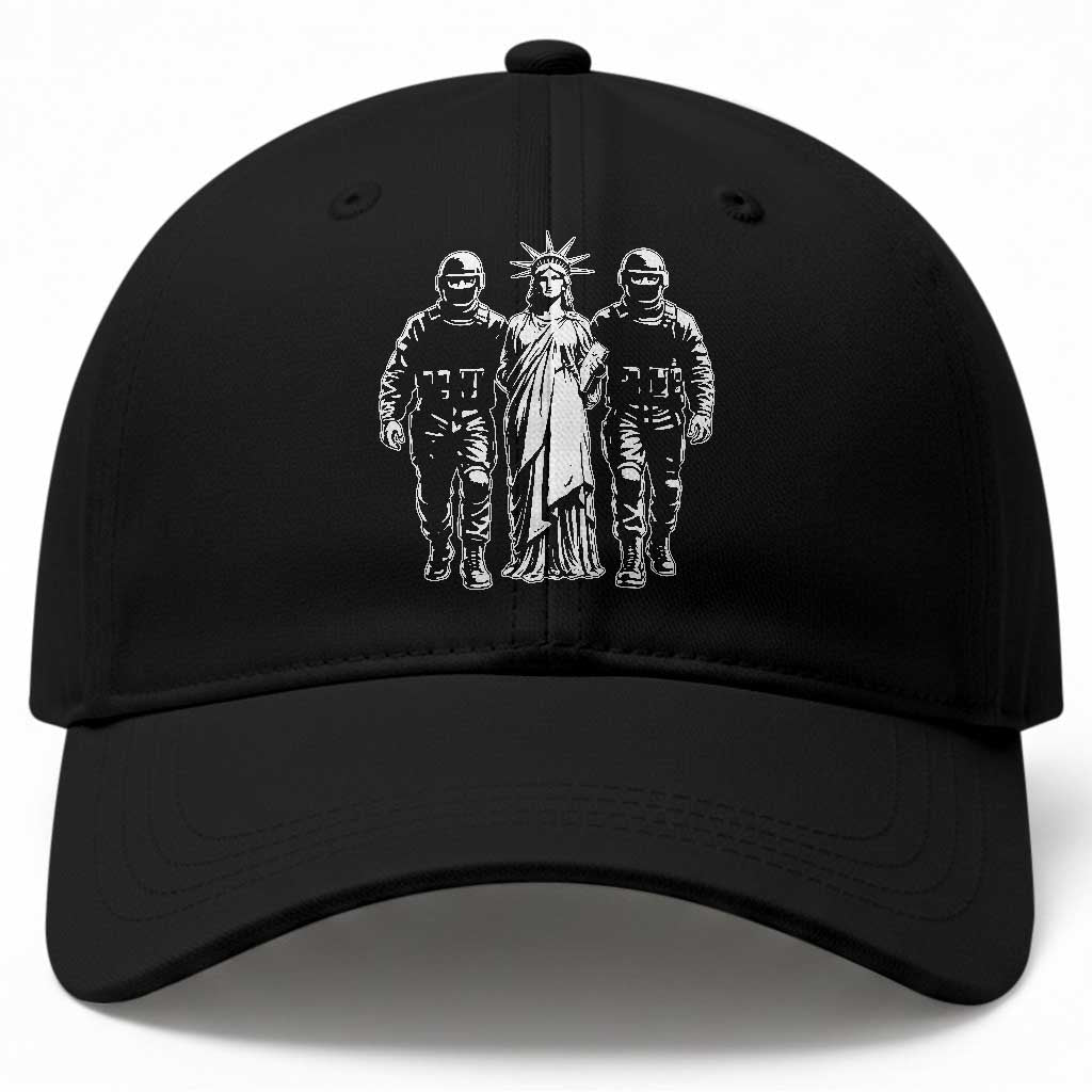 Statue Of Liberty Arrested Baseball Cap Funny Immigrant Rights Political Protest