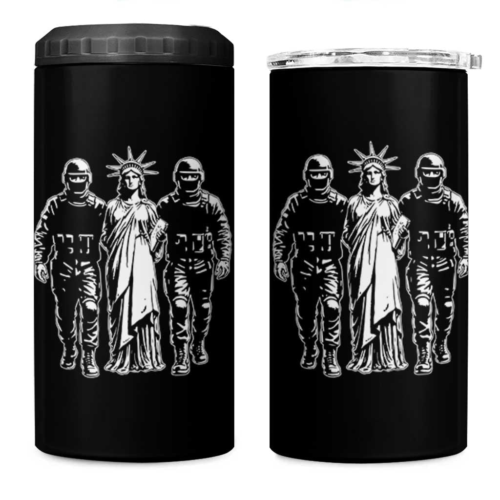 Statue Of Liberty Arrested 4 in 1 Can Cooler Tumbler Funny Immigrant Rights Political Protest