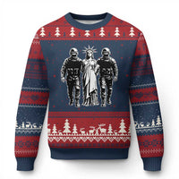 Statue Of Liberty Arrested Ugly Christmas Sweater Funny Immigrant Rights Political Protest