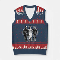 Statue Of Liberty Arrested V-Neck Knit Sweater Vest Funny Immigrant Rights Political Protest