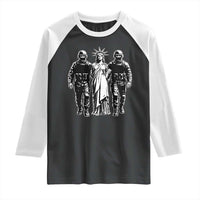 Statue Of Liberty Arrested Raglan Shirt Funny Immigrant Rights Political Protest