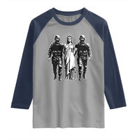 Statue Of Liberty Arrested Raglan Shirt Funny Immigrant Rights Political Protest