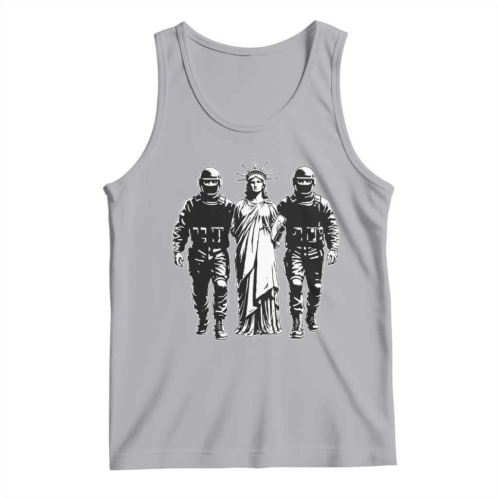Statue Of Liberty Arrested Tank Top Funny Immigrant Rights Political Protest