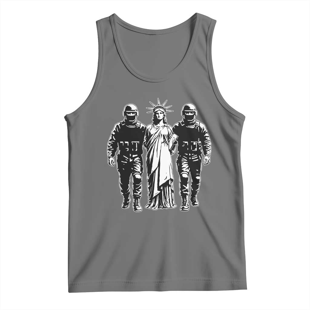 Statue Of Liberty Arrested Tank Top Funny Immigrant Rights Political Protest