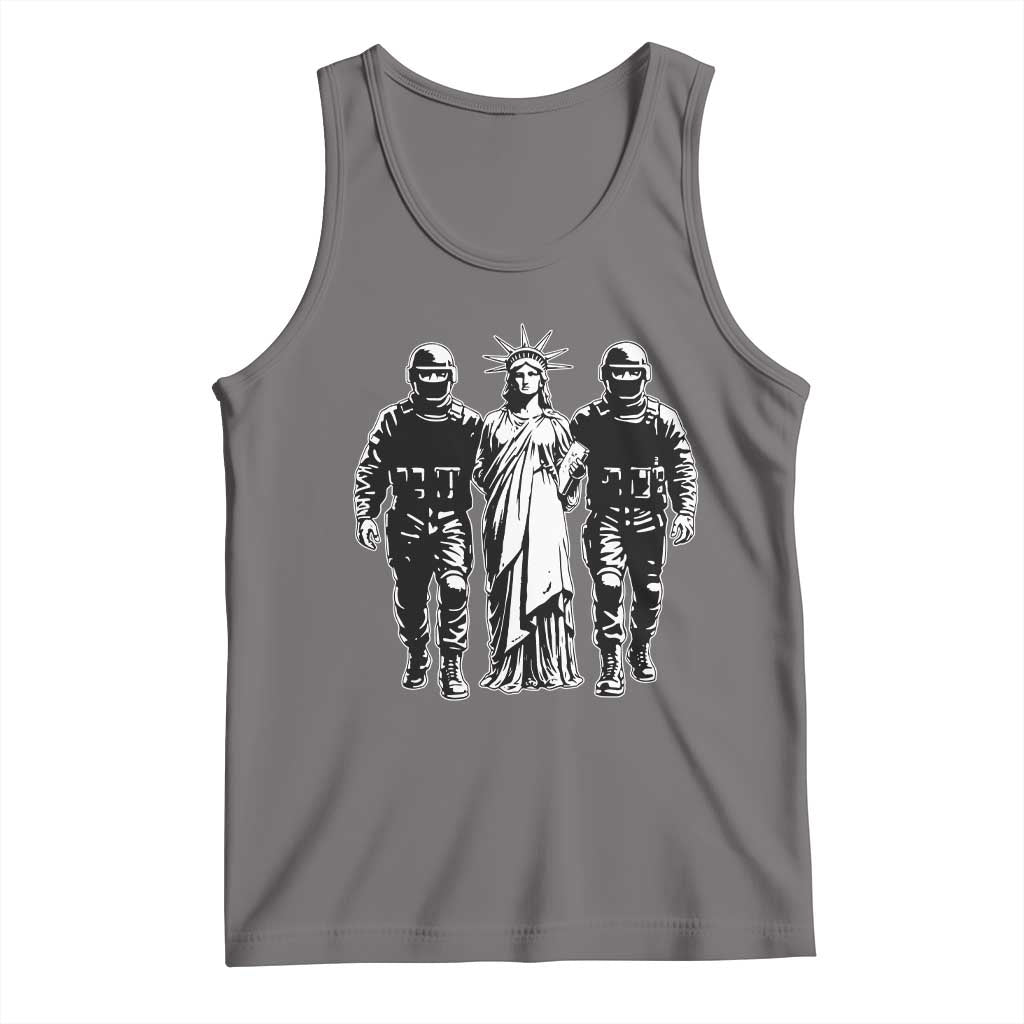 Statue Of Liberty Arrested Tank Top Funny Immigrant Rights Political Protest