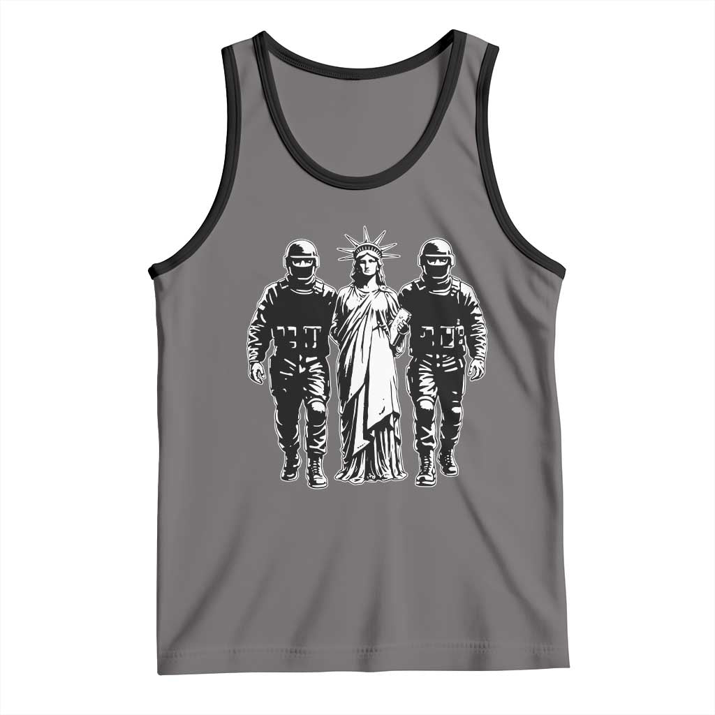 Statue Of Liberty Arrested Tank Top Funny Immigrant Rights Political Protest