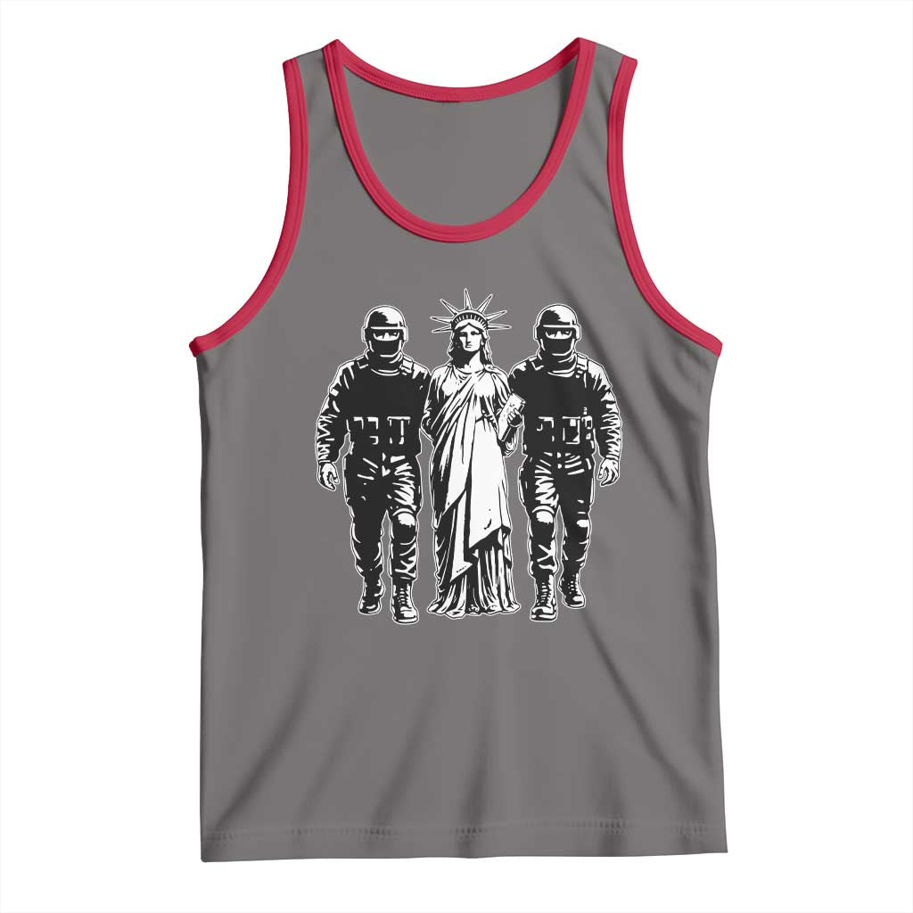 Statue Of Liberty Arrested Tank Top Funny Immigrant Rights Political Protest