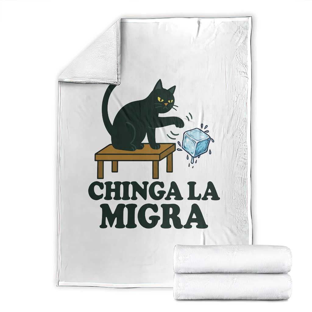 Chinga La Migra Throw Blanket Funny Immigration Rights Cat Political