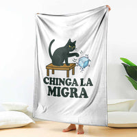 Chinga La Migra Throw Blanket Funny Immigration Rights Cat Political