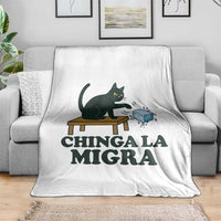 Chinga La Migra Throw Blanket Funny Immigration Rights Cat Political