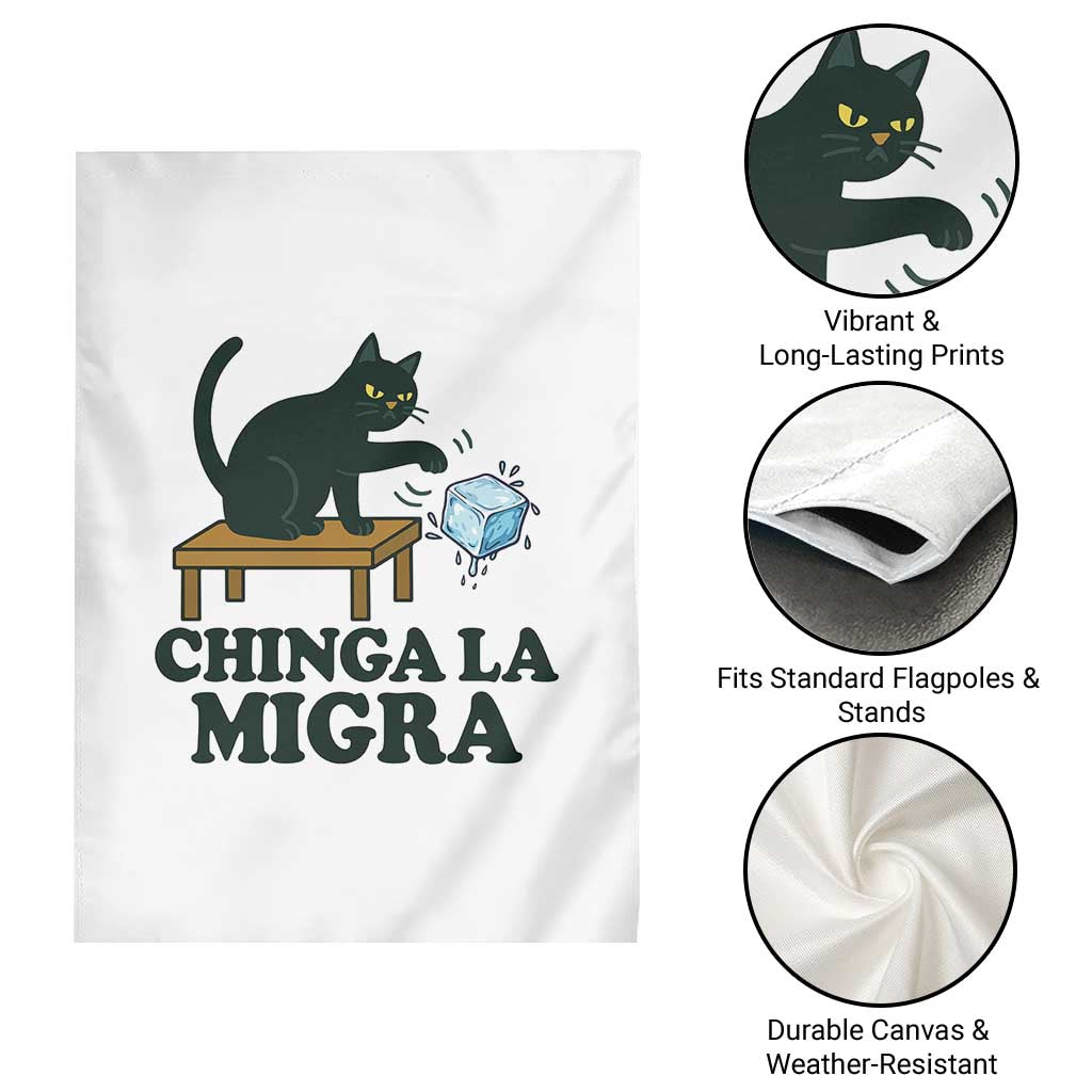 Chinga La Migra Garden Flag Funny Immigration Rights Cat Political