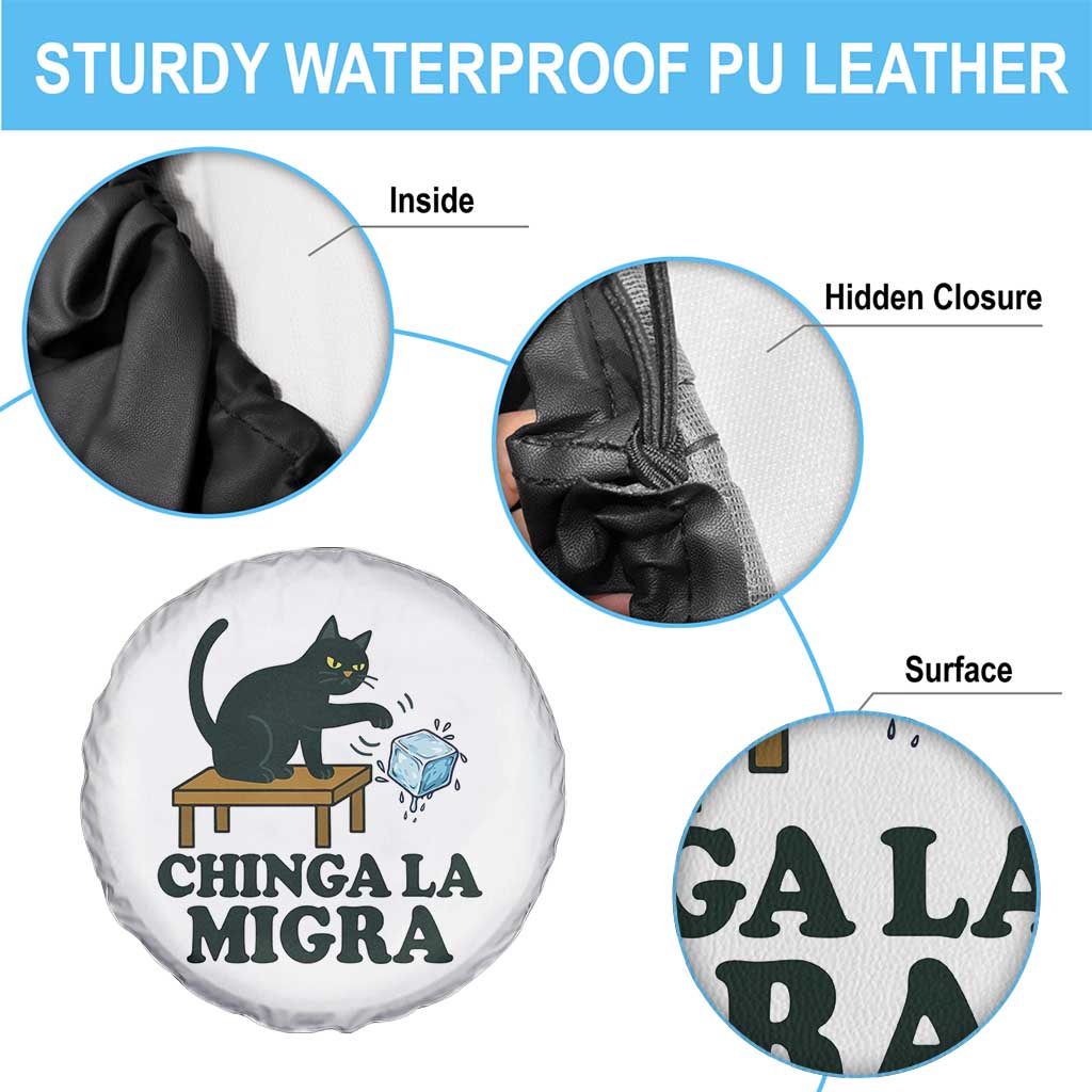 Chinga La Migra Spare Tire Cover Funny Immigration Rights Cat Political