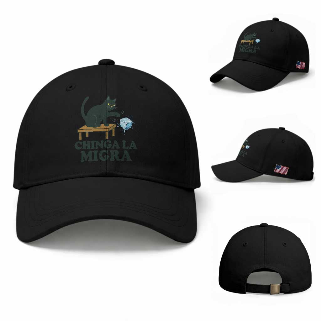 Chinga La Migra Baseball Cap Funny Immigration Rights Cat Political