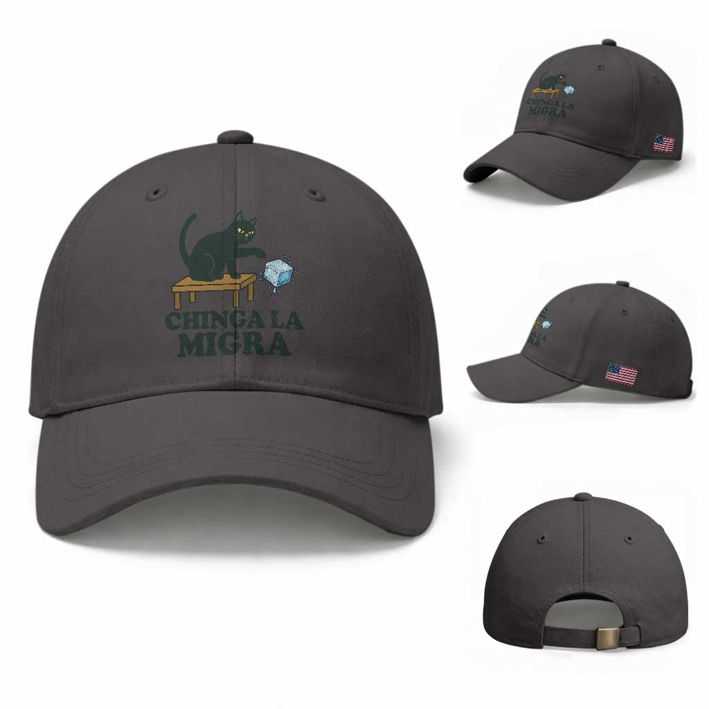 Chinga La Migra Baseball Cap Funny Immigration Rights Cat Political