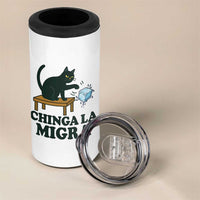 Chinga La Migra 4 in 1 Can Cooler Tumbler Funny Immigration Rights Cat Political