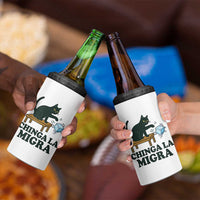 Chinga La Migra 4 in 1 Can Cooler Tumbler Funny Immigration Rights Cat Political