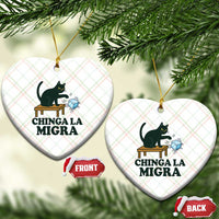 Chinga La Migra Ceramic Ornament Funny Immigration Rights Cat Political