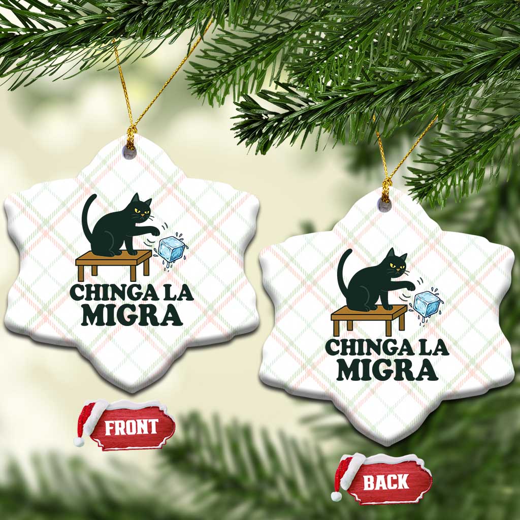 Chinga La Migra Ceramic Ornament Funny Immigration Rights Cat Political