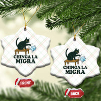 Chinga La Migra Ceramic Ornament Funny Immigration Rights Cat Political