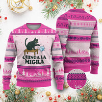 Chinga La Migra Ugly Christmas Sweater Funny Immigration Rights Cat Political