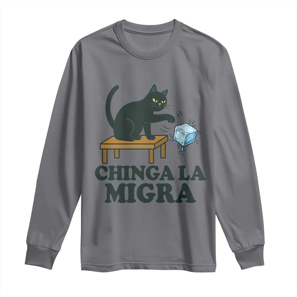 Chinga La Migra Long Sleeve Shirt Funny Immigration Rights Cat Political